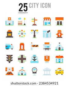 25 City.  icons Pack. vector illustration.
