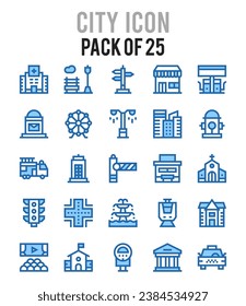 25 Ciudad.  paquete de iconos. ilustración vectorial.