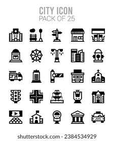 25 City.  icons Pack. vector illustration.