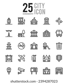 25 City.  icons Pack. vector illustration.