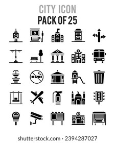 25 City.  icons Pack. vector illustration.