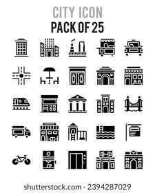 25 City.  icons Pack. vector illustration.
