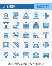 25 City. Two Color icons Pack. vector illustration.