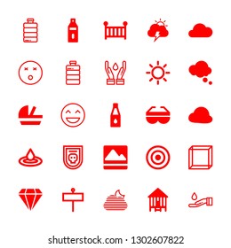 25 clear icons with rectangle of commercial signal on a pole and electric storm day weather symbol in this set
