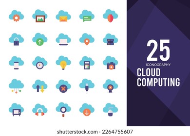 25 Cloud Computing Flat icon pack. vector illustration.