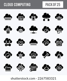 25 Cloud Computing Glyph icon pack. vector illustration.