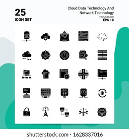 25 Cloud Data Technology And Network Technology Icon Set. 100% Editable EPS 10 Files. Business Logo Concept Ideas Solid Glyph icon design