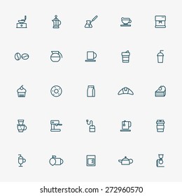 25 coffee minimal line icons vector