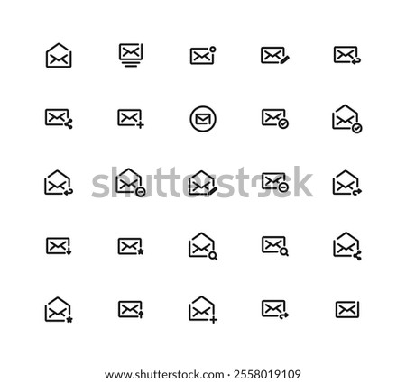 25 Collection Of Email Icon - Editable Stroke