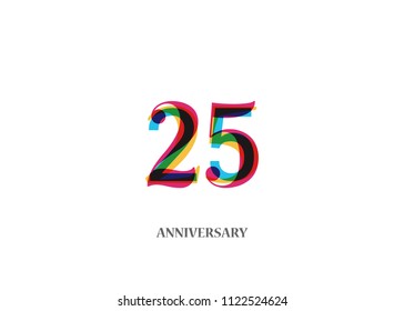 25 Colorful Anniversary logotype design isolated on white background