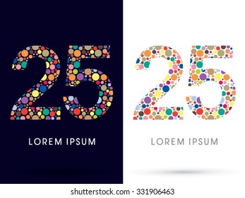 25 ,Colorful font, designed using colorful dot graphic vector.