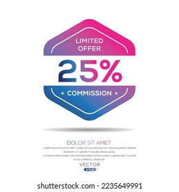 25 % begrenztes Angebot der Kommission, Vektorlabel.