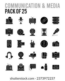 25 Communication And Media. Two Color icons Pack. vector illustration.