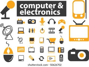 25 computer & electronics signs. vector