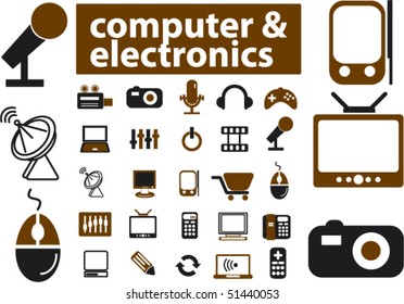 25 computer & electronics signs. vector