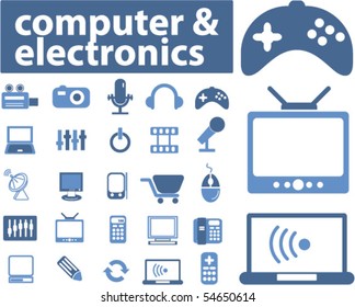 25 señales de computadora y electrónica. vector