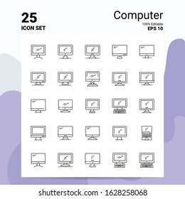 25 Computer Icon Set. 100% Editable EPS 10 Files. Business Logo Concept Ideas Line icon design