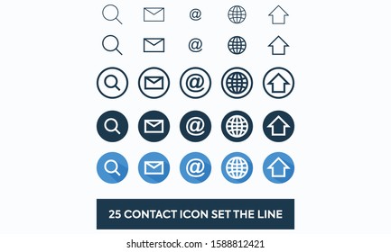 25 Contact Outline Icon Collection. Simple Vector Illustration.