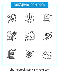 25 Coronavirus Emergency Iconset Blue Design such as  hand sanitizer; corona; health chart; virus protection; manicure viral coronavirus 2019-nov disease Vector Design Elements