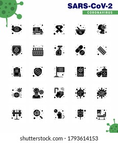 25 Coronavirus Emergency Iconset Blue Design such as preparing; herbal; aids; bowl; ribbon viral coronavirus 2019-nov disease Vector Design Elements
