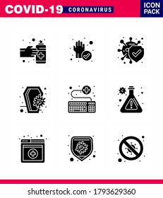 25 Coronavirus Emergency Iconset Blue Design such as  attach; infection; bacteria; death; coffin viral coronavirus 2019-nov disease Vector Design Elements