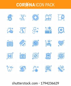 25 Coronavirus Emergency Iconset Blue Design such as tissue; cleaning; health; secure; hand viral coronavirus 2019-nov disease Vector Design Elements