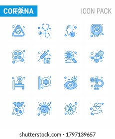 25 Coronavirus Emergency Iconset Blue Design such as light; safety; virus; protection; hands viral coronavirus 2019-nov disease Vector Design Elements