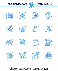 25 Coronavirus Emergency Iconset Blue Design such as pipette; dropper; atom; medical; insurance viral coronavirus 2019-nov disease Vector Design Elements