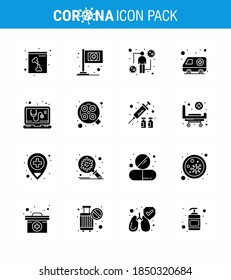 25 Coronavirus Emergency Iconset Blue Design such as online; check; human; transport; car viral coronavirus 2019-nov disease Vector Design Elements
