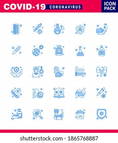 25 Coronavirus Emergency Iconset Blue Design such as hand; desease; flask; virus; bacteria viral coronavirus 2019-nov disease Vector Design Elements
