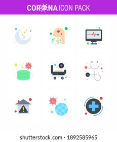 25 Coronavirus Emergency Iconset Blue Design such as  bed; safety; throat; medical; face viral coronavirus 2019-nov disease Vector Design Elements