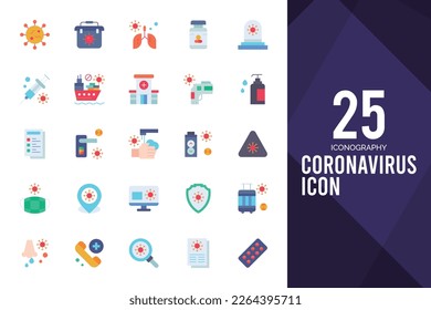 25 Coronavirus Flat icon pack. vector illustration.
