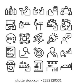 25 coworking space icon set