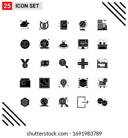 25 Creative Icons Modern Signs and Symbols of office; estate; book; building; geography Editable Vector Design Elements