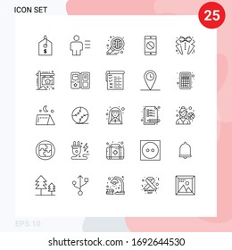 25 Creative Icons Modern Signs and Symbols of heart; mobile; analysis; disabled mobile; report Editable Vector Design Elements