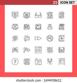 25 Creative Icons Modern Signs and Symbols of party; birthday; computing; science; atom Editable Vector Design Elements