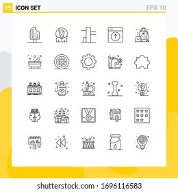 25 Creative Icons Modern Signs and Symbols of present; bag; services; application; web Editable Vector Design Elements