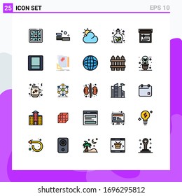 25 Creative Icons Modern Signs and Symbols of switch; printing; sun; machine; jar Editable Vector Design Elements