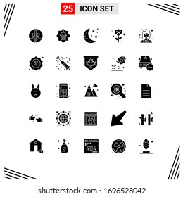 25 Creative Icons Modern Signs and Symbols of business; romance; islam; flower; night Editable Vector Design Elements