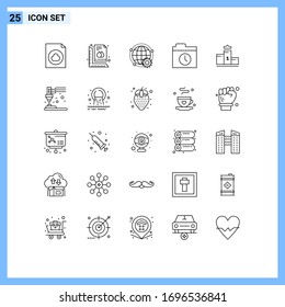 25 Creative Icons Modern Signs and Symbols of first; history; connected; folder; multiplayer Editable Vector Design Elements