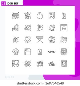 25 Creative Icons Modern Signs and Symbols of power; tag; school; report; page Editable Vector Design Elements