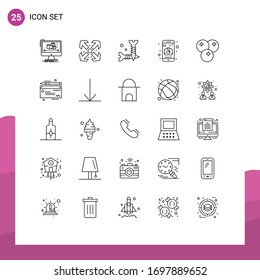 25 Creative Icons Modern Signs and Symbols of food; cranberry; screw; mobile; application Editable Vector Design Elements