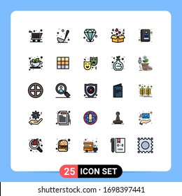 25 Creative Icons Modern Signs and Symbols of communication; address; gemstone; love; delivery Editable Vector Design Elements