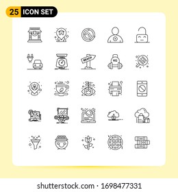 25 Iconos creativos Signos y símbolos modernos de desbloqueo; fuera de servicio; Univers; control; elementos de diseño de vectores editables para hombre