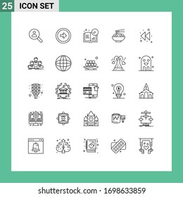25 Creative Icons Modern Signs and Symbols of chinese; food; user interface; noodle; education Editable Vector Design Elements