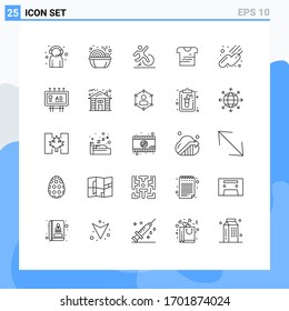 25 Creative Icons Modern Signs and Symbols of uniform; tshirt; year; shirt; escape Editable Vector Design Elements