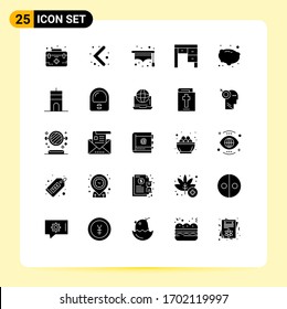 25 Creative Icons Modern Signs and Symbols of vegetable; food; hat; interior; desk Editable Vector Design Elements