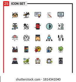 25 Creative Icons Modern Signs and Symbols of encryption; data; diploma; graphy; magic Editable Vector Design Elements