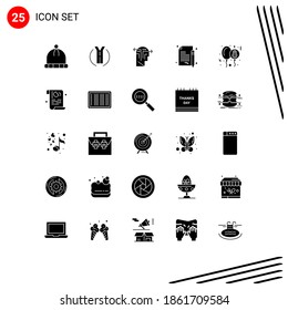 25 Creative Icons Modern Signs and Symbols of party; balloon; thinking; document; business Editable Vector Design Elements