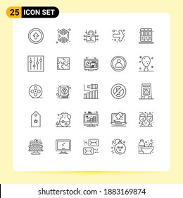 25 Creative Icons Modern Signs and Symbols of library; books; louck; right; arrow Editable Vector Design Elements